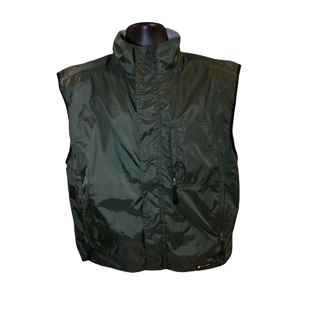 B.U.M. Equipment Green Vest Size Men’s L Windbreaker Pocketed Hiking Zip Up 90’s